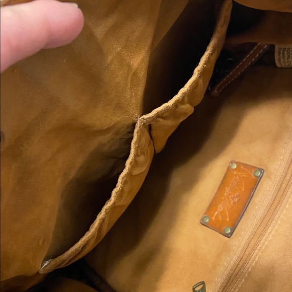 Patricia Nash Tan Brown Leather Large Back Pack With Pocket Drawstring - Picture 7 of 16